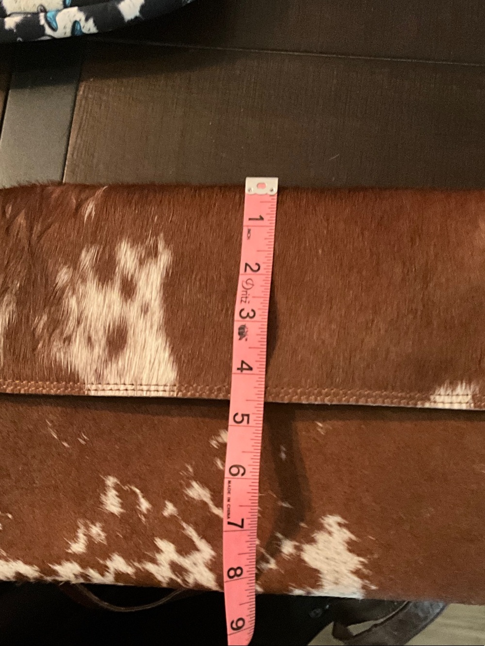Brown Cowhide Hair on Hide Crossbody Bag with Fringe Accent - Picture 4 of 5